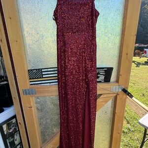 Speechless Burgundy Sequin Prom Dress